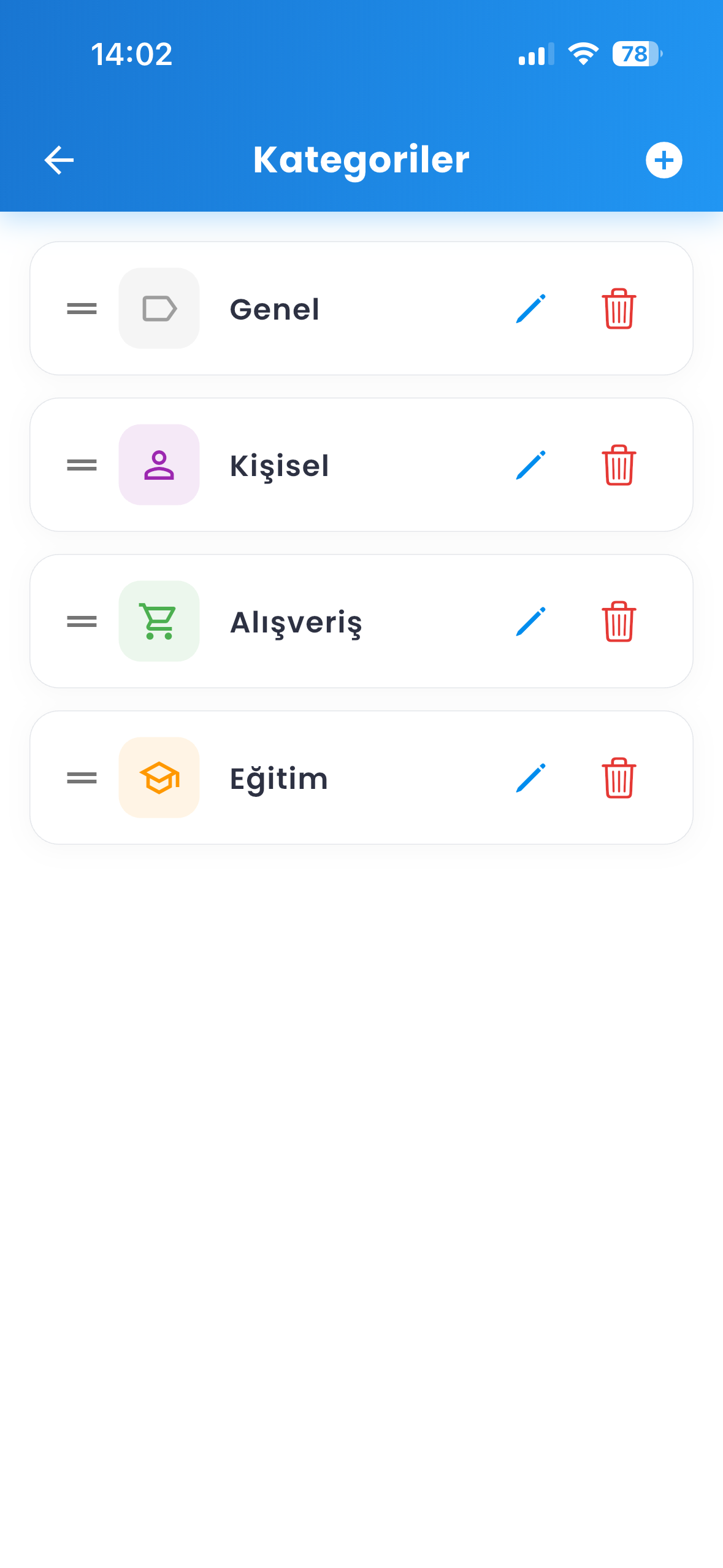 TodoZap Kategori Yönetimi Ekranı
